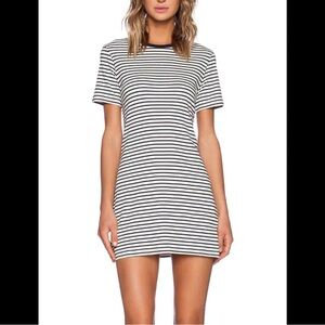 Theory Black and White Striped Mini Dress